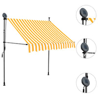 Tenda da Sole Retrattile Manuale LED 150 cm Bianco e Arancione cod mxl 18981