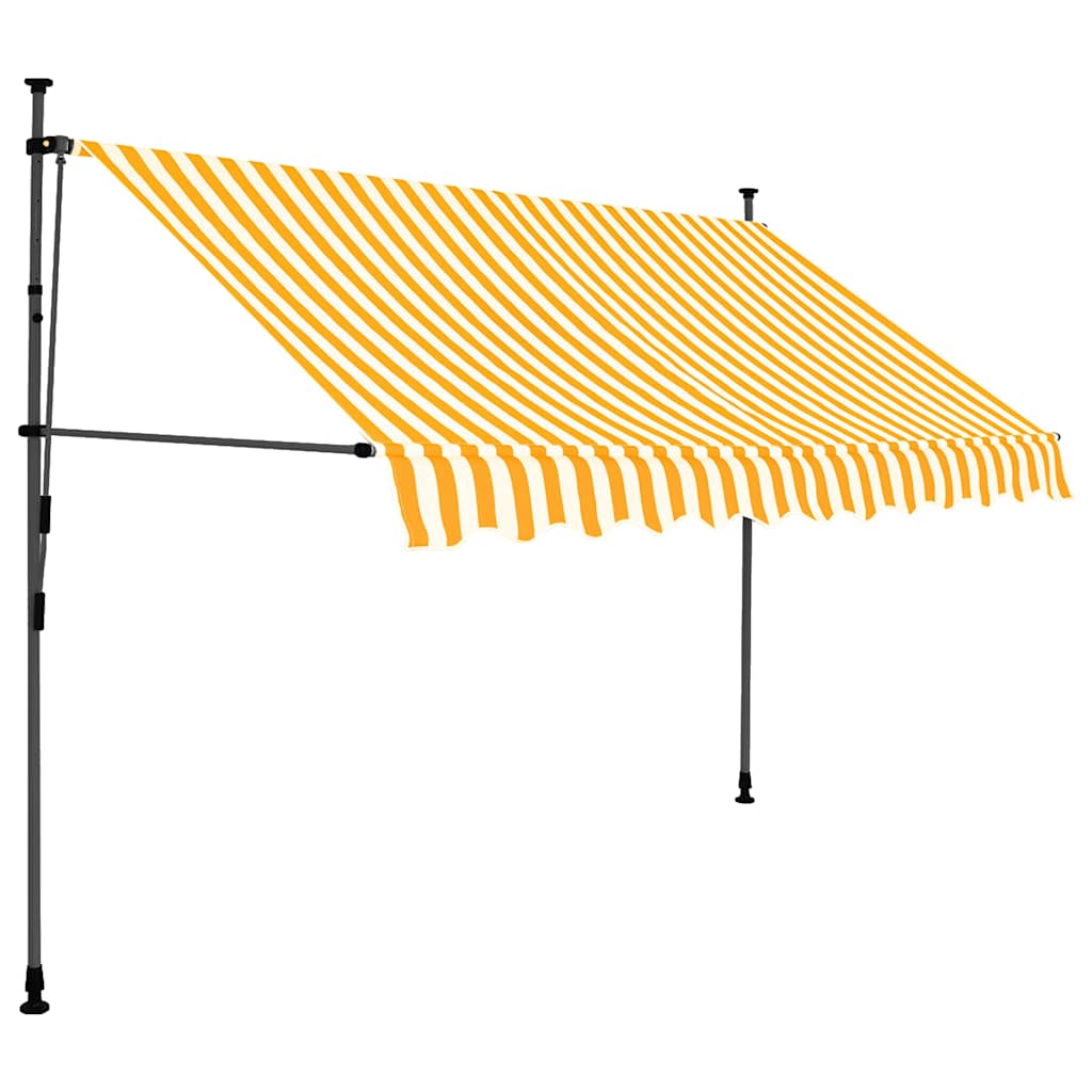 Tenda da Sole Retrattile Manuale LED 300 cm Bianca e Arancione 145859