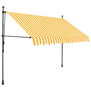 Tenda da Sole Retrattile Manuale LED 300 cm Bianca e Arancione 145859