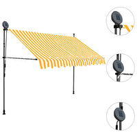 Tenda da Sole Retrattile Manuale LED 300 cm Bianca e Arancione 145859