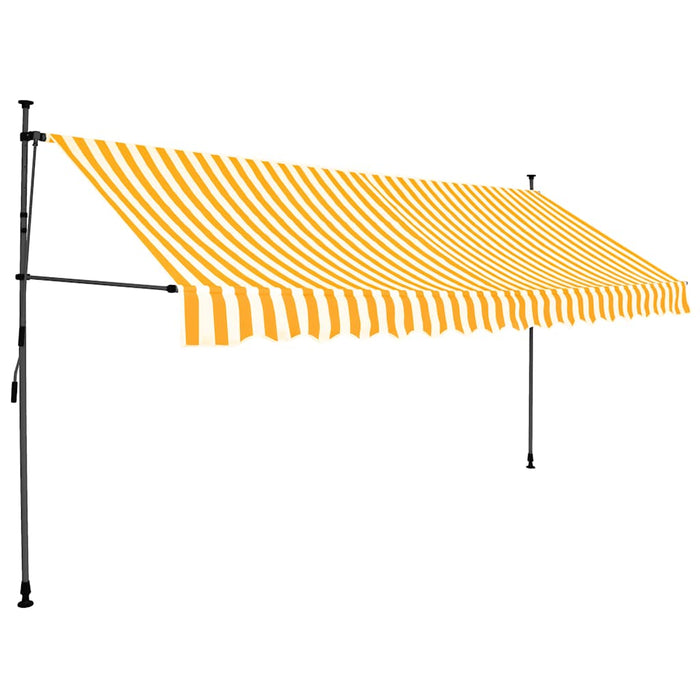 Tenda da Sole Retrattile Manuale LED 350 cm Bianco e Arancione cod mxl 14349