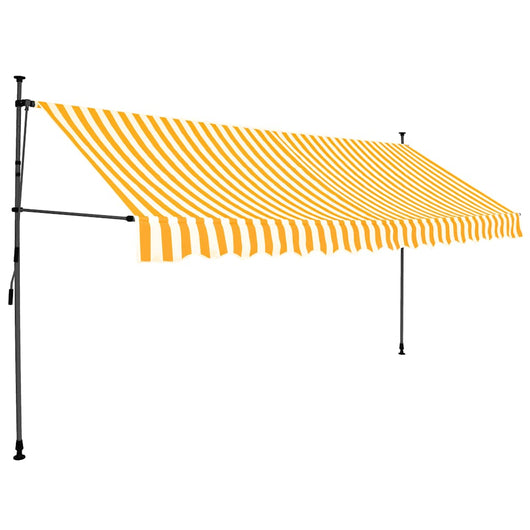 Tenda da Sole Retrattile Manuale LED 350 cm Bianca e Arancione 145860