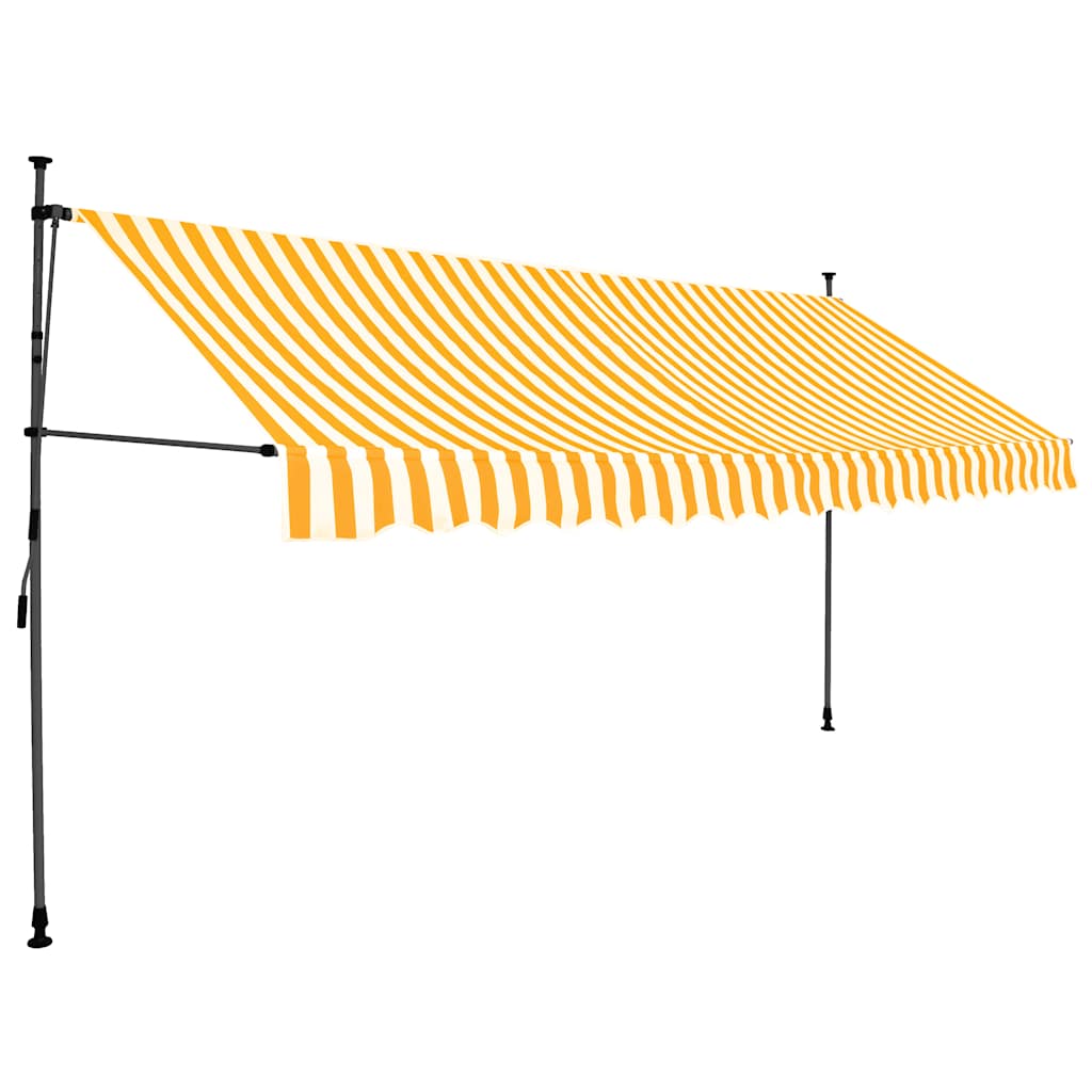Tenda da Sole Retrattile Manuale LED 400 cm Bianca e Arancione 145861