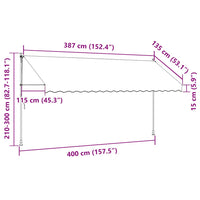 Tenda da Sole Retrattile Manuale LED 400 cm Bianca e Arancione 145861