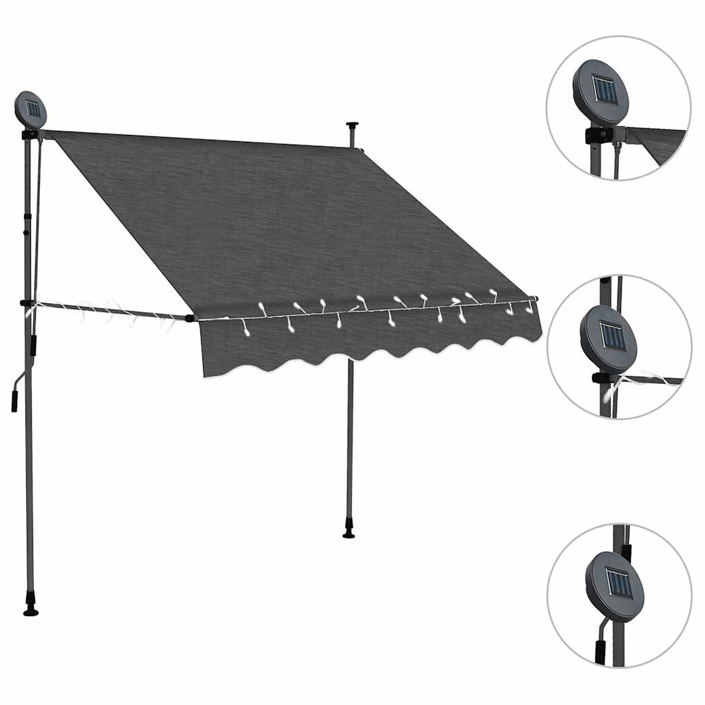 Tenda da Sole Retrattile Manuale con LED 100 cm Antracite 145862