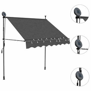 Tenda da Sole Retrattile Manuale con LED 100 cm Antracite 145862