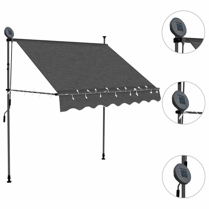 Tenda da Sole Retrattile Manuale con LED 100 cm Antracite 145862