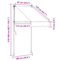 Tenda da Sole Retrattile Manuale con LED 100 cm Antracite 145862