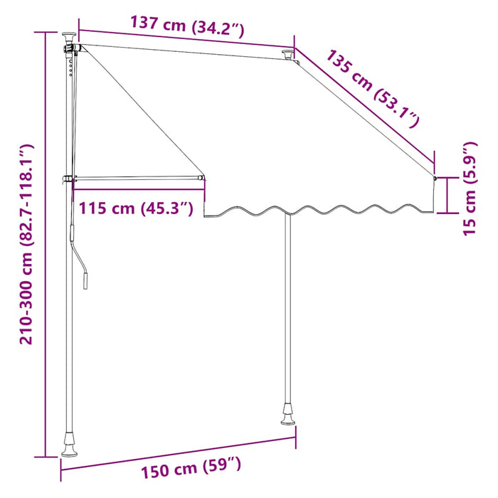 Tenda da Sole Retrattile Manuale con LED 150 cm Antracite 145863