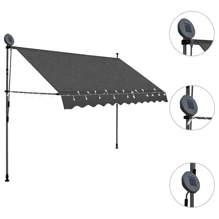 Tenda da Sole Retrattile Manuale con LED 250 cm Antracite