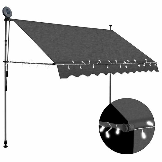 Tenda da Sole Retrattile Manuale con LED 300 cm Antracite
