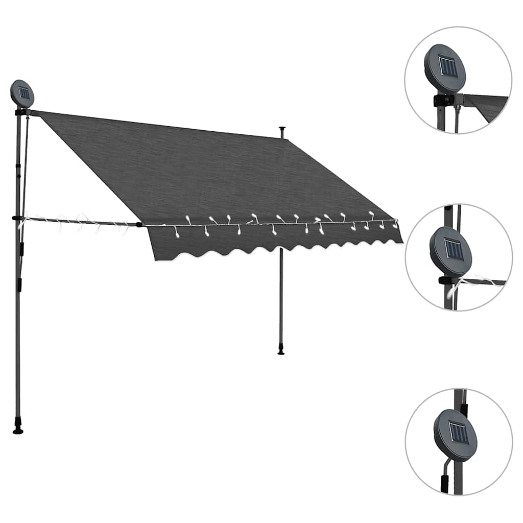 Tenda da Sole Retrattile Manuale con LED 300 cm Antracite 145866
