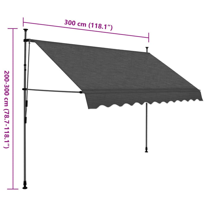 Tenda da Sole Retrattile Manuale con LED 300 cm Antracite 145866