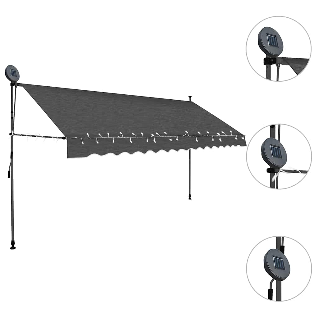 Tenda da Sole Retrattile Manuale con LED 350 cm Antracite 145867