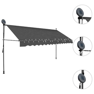 Tenda da Sole Retrattile Manuale con LED 350 cm Antracite 145867