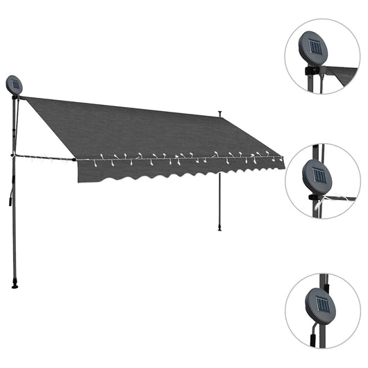 Tenda da Sole Retrattile Manuale con LED 350 cm Antracite 145867