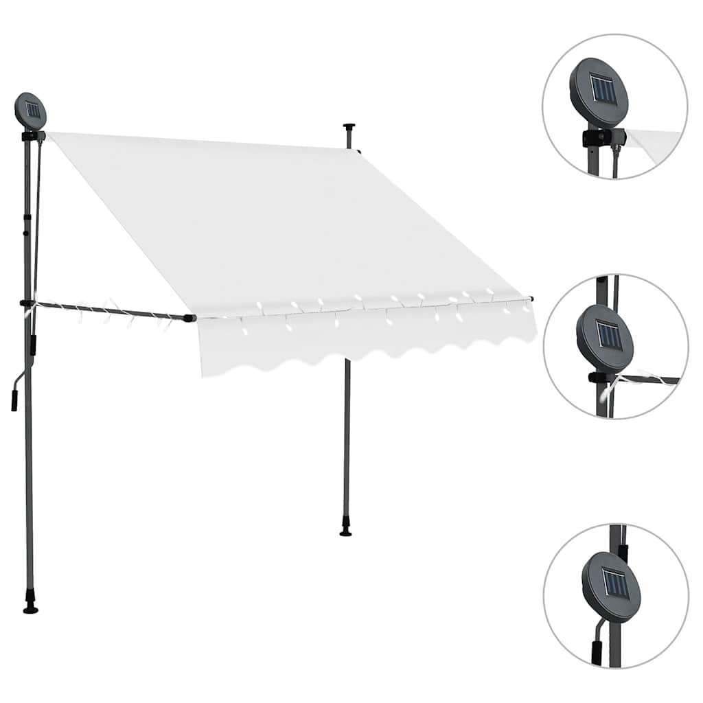 Tenda da Sole Retrattile Manuale con LED 100 cm Crema 145869