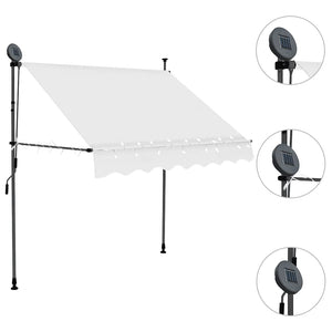 Tenda da Sole Retrattile Manuale con LED 100 cm Crema 145869