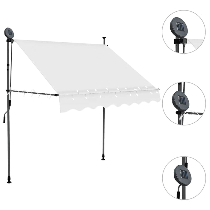 Tenda da Sole Retrattile Manuale con LED 100 cm Crema 145869