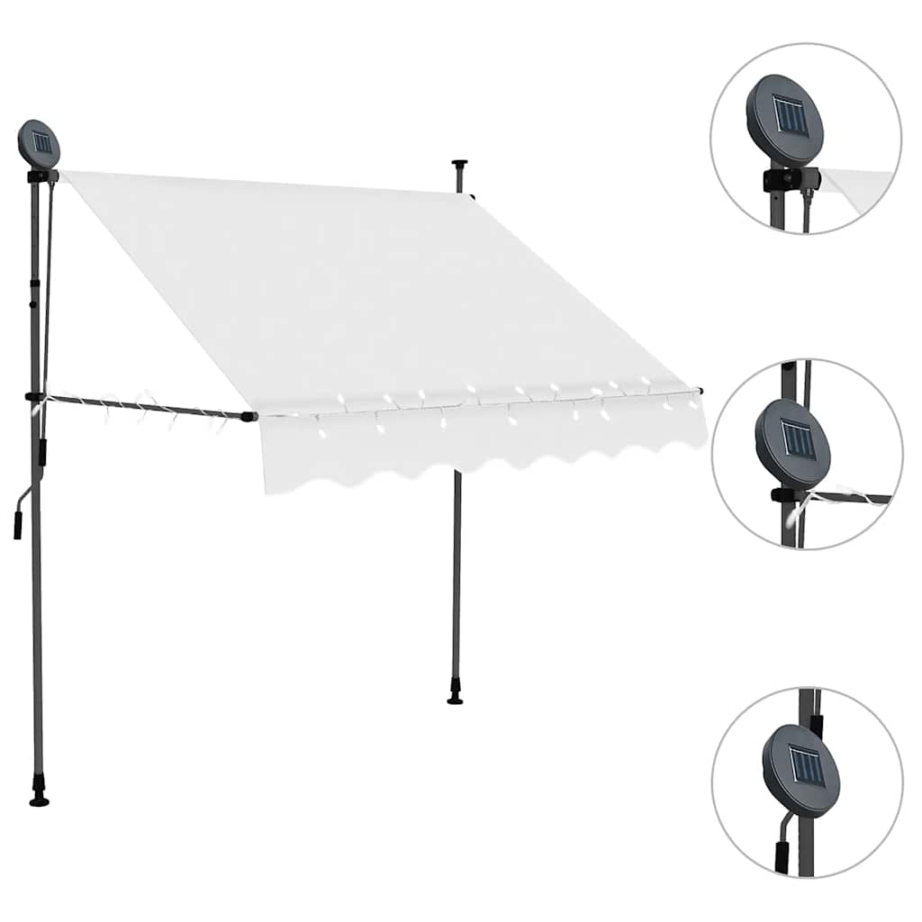 Tenda da Sole Retrattile Manuale con LED 200 cm Crema 145871