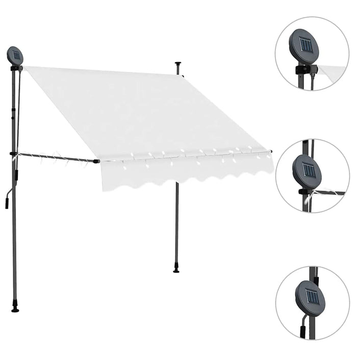 Tenda da Sole Retrattile Manuale con LED 200 cm Crema 145871