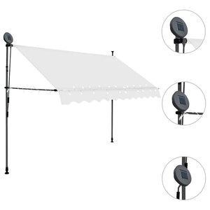 Tenda da Sole Retrattile Manuale con LED 300 cm Crema