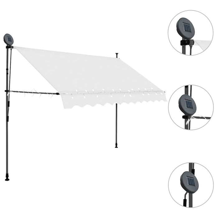 Tenda da Sole Retrattile Manuale con LED 300 cm Crema