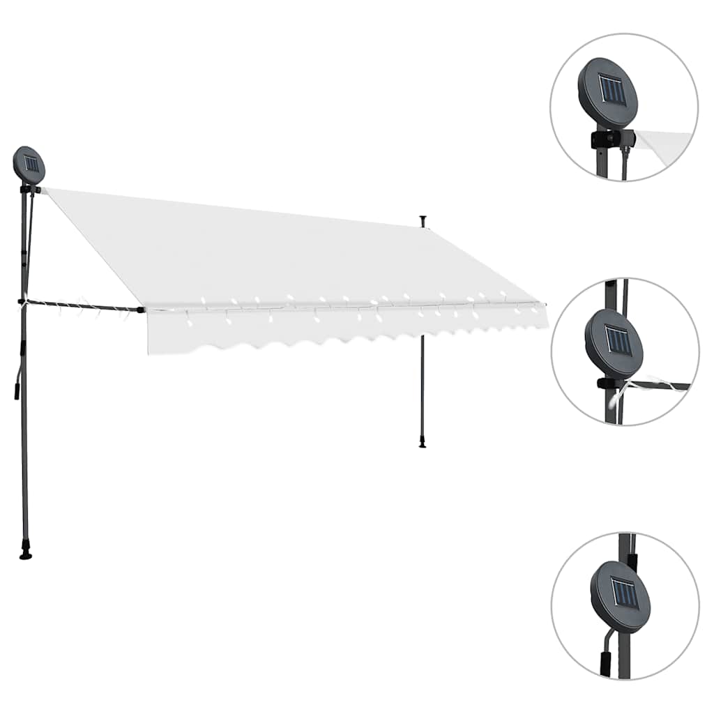 Tenda da Sole Retrattile Manuale con LED 350 cm Crema 145874