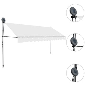 Tenda da Sole Retrattile Manuale con LED 350 cm Crema 145874