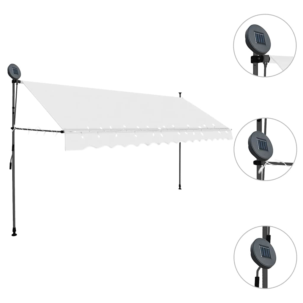 Tenda da Sole Retrattile Manuale con LED 400 cm Crema 145875