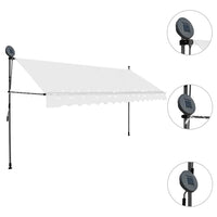 Tenda da Sole Retrattile Manuale con LED 400 cm Crema 145875