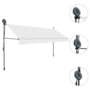 Tenda da Sole Retrattile Manuale con LED 400 cm Crema 145875