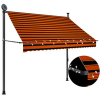 Tenda da Sole Retrattile Manuale LED 200 cm Arancione e Marrone cod mxl 18999