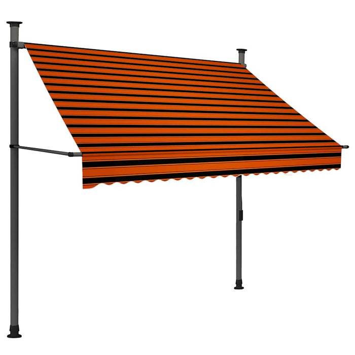 Tenda da Sole Retrattile Manuale LED 200 cm Arancione e Marrone 145878