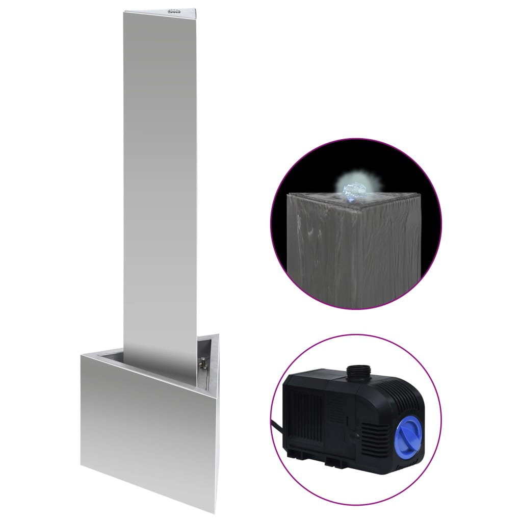 Fontana da Giardino Argento 37,7x32,6x110 cm in Acciaio Inox cod mxl 58338