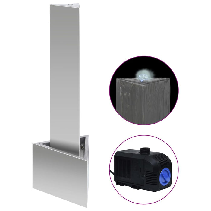 Fontana da Giardino Argento 37,7x32,6x110 cm in Acciaio Inox cod mxl 58338