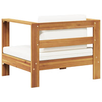 Sedia da Giardino con Cuscino Crema in Legno Massello di Acacia cod mxl 62491