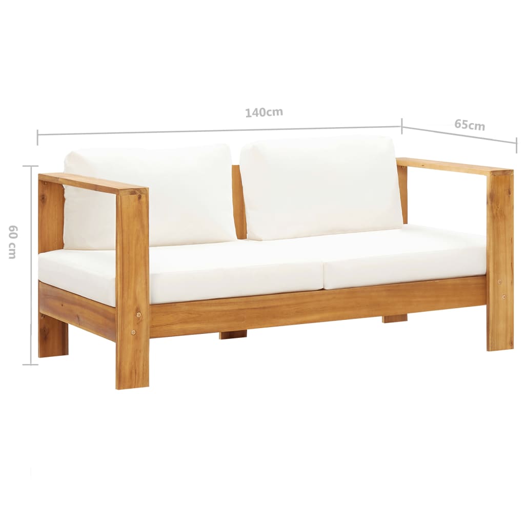 Sedia da Giardino con Cuscino 140 cm Bianco Crema Legno Acacia cod mxl 63303