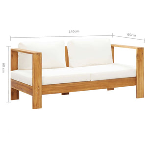 Sedia da Giardino con Cuscino 140 cm Bianco Crema Legno Acacia cod mxl 63303