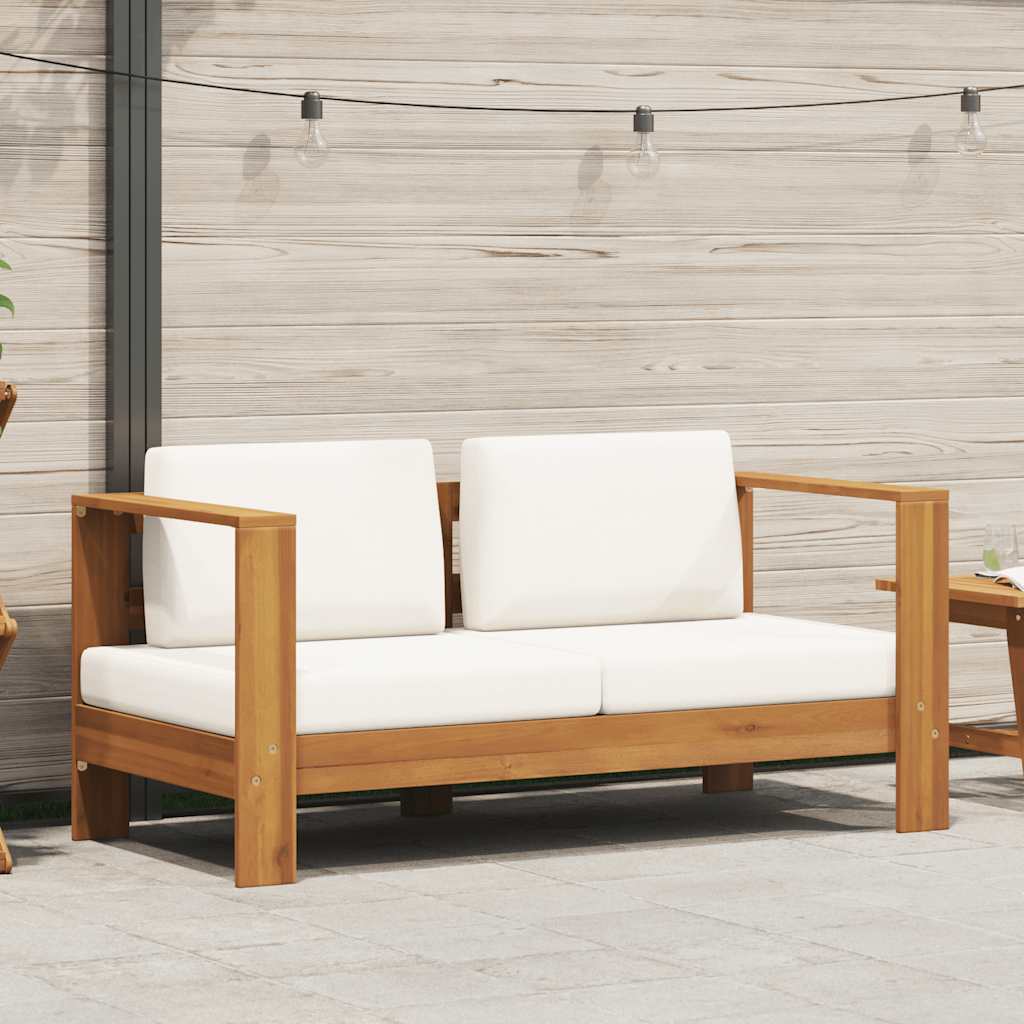Sedia da Giardino con Cuscino 140 cm Bianco Crema Legno Acacia 47273