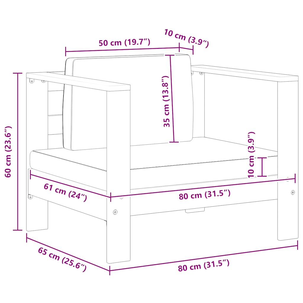 Sedia da Giardino con Cuscino Grigio Scuro in Legno di Acacia cod mxl 77795