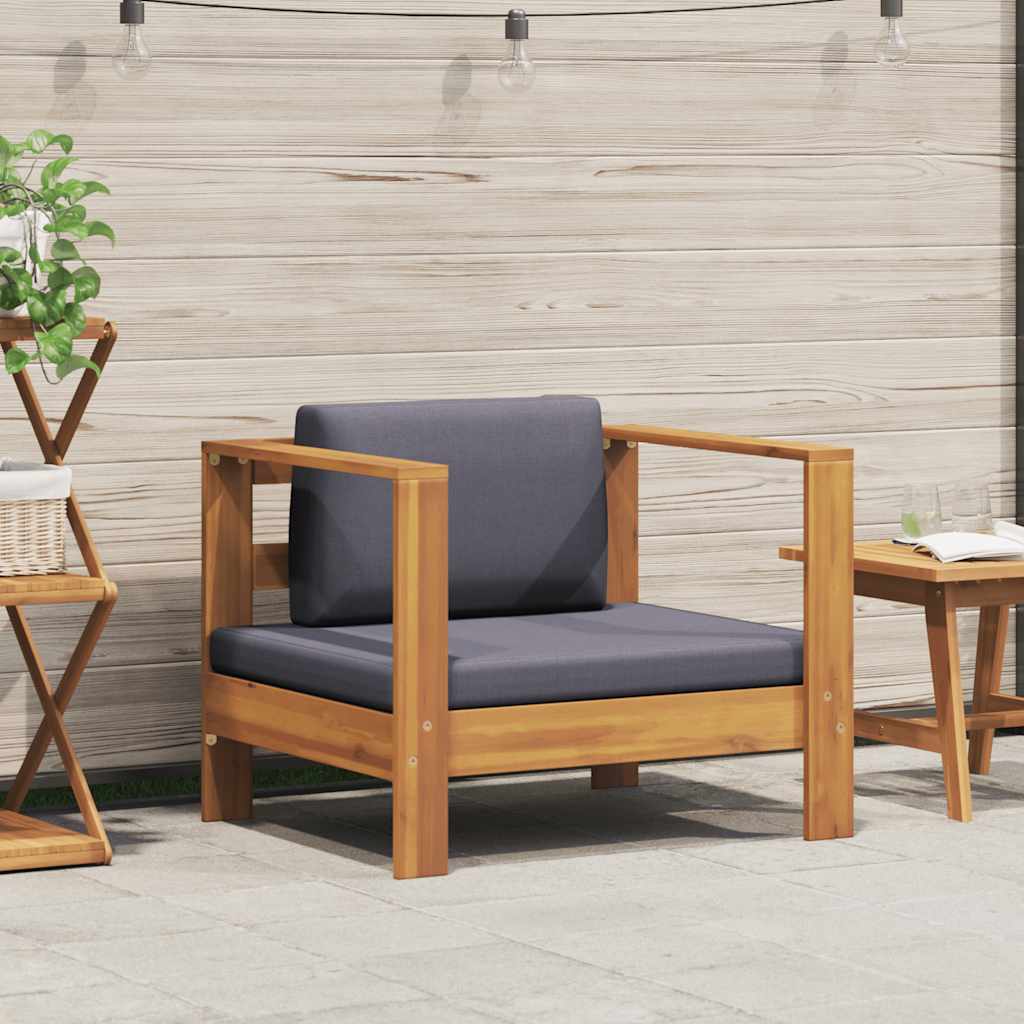 Sedia da Giardino con Cuscino Grigio Scuro in Legno di Acacia 47275