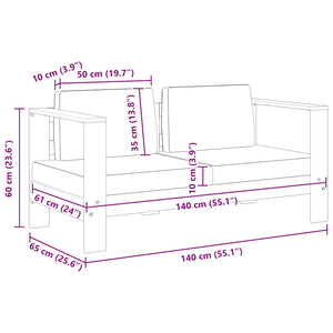 Panca da Giardino con Cuscini 140 cm in Legno di Acacia Grigio cod mxl 68646
