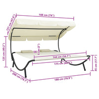 Lettino Prendisole con Baldacchino e Cuscini Bianco Crema cod mxl 61335