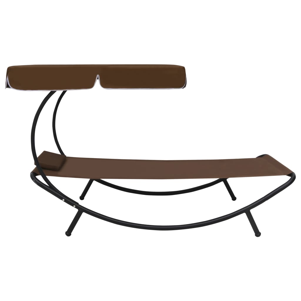Day bed sdraio chaise longue da esterno 200 cm con tendalino e cuscino marrone 02_0012007