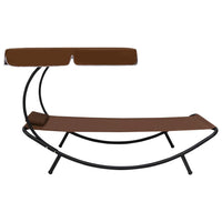 Day bed sdraio chaise longue da esterno 200 cm con tendalino e cuscino marrone 02_0012007