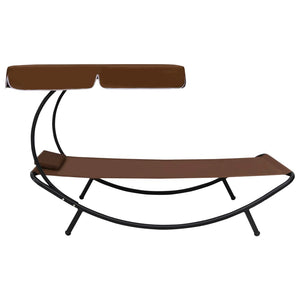 Day bed sdraio chaise longue da esterno 200 cm con tendalino e cuscino marrone 02_0012007