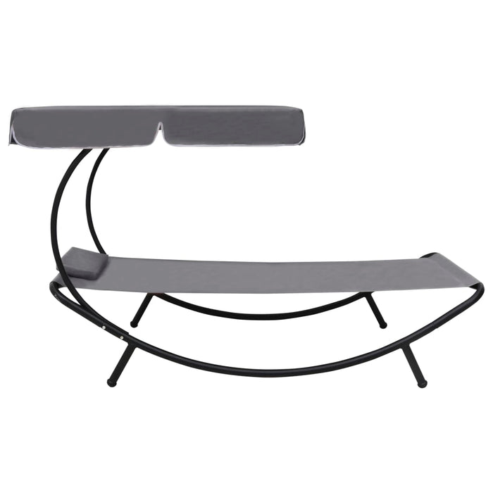 Daybed sdraio chaise longue da esterno 200 cm con tendalino e cuscino grigio 02_0012006