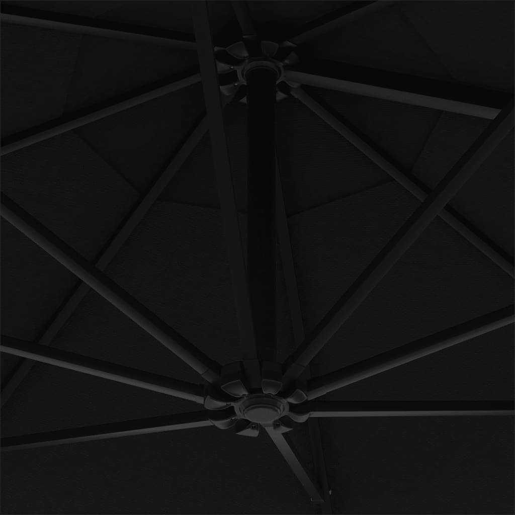 Ombrellone a Muro con Palo in Metallo 300 cm Nero 47300