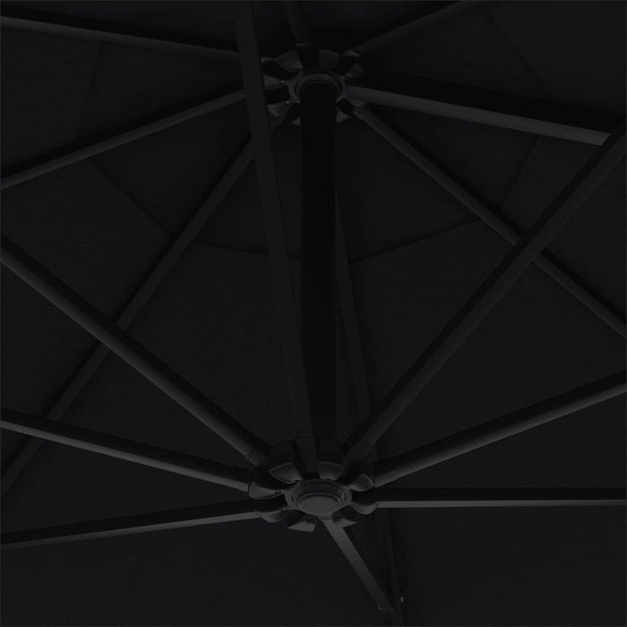 Ombrellone a Muro con Palo in Metallo 300 cm Nero 47300